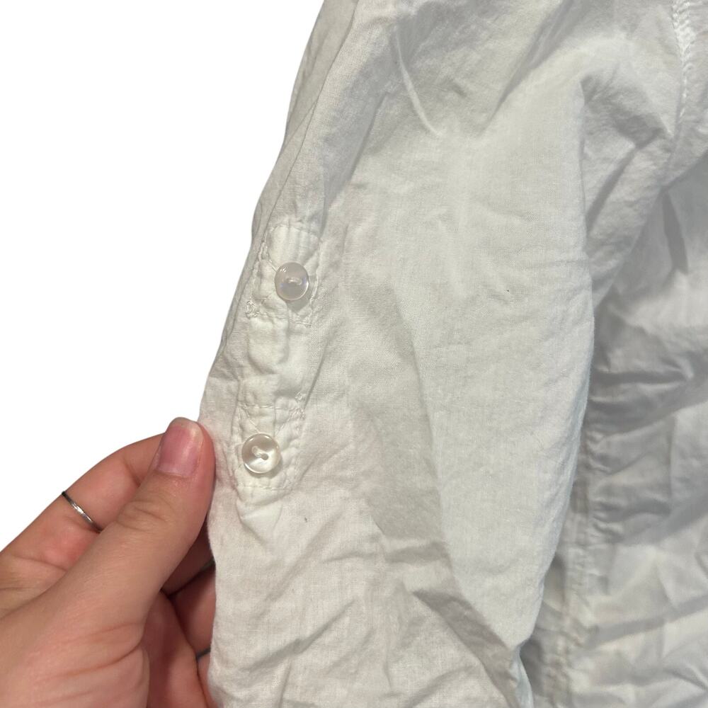 Y2K White Ruched Cotton Button Down Shirt Long Sleeve Fitted Coquette Sz M - Picture 12 of 16
